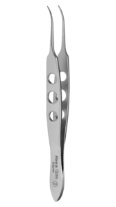 Fixation Forceps, Kelman-McPherson Forceps with Angled, 5mm Tying Platforms shaft and a Castroviejo Handle